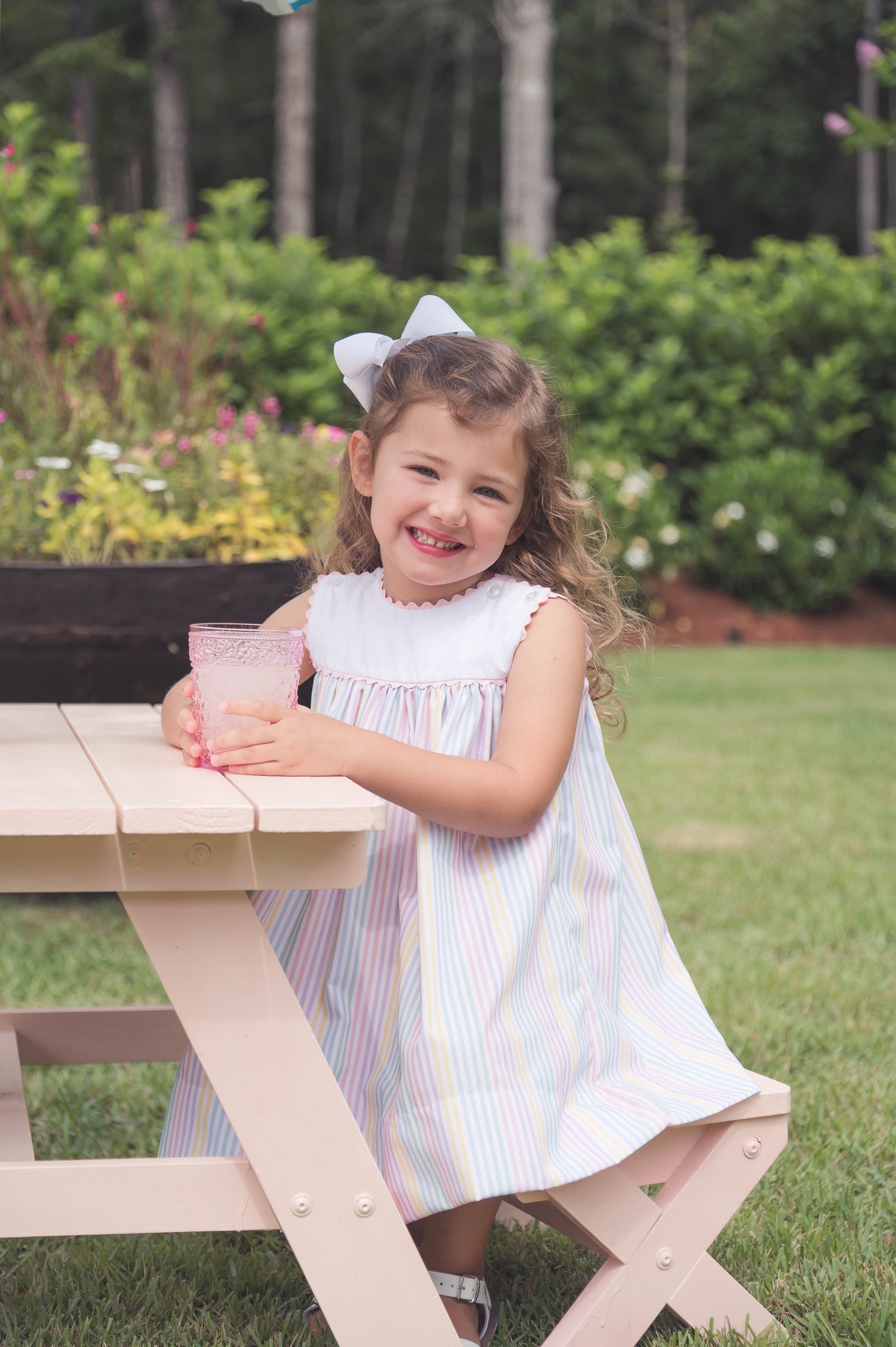 Lullaby Set Charming Dress - Petunia Pinstripe