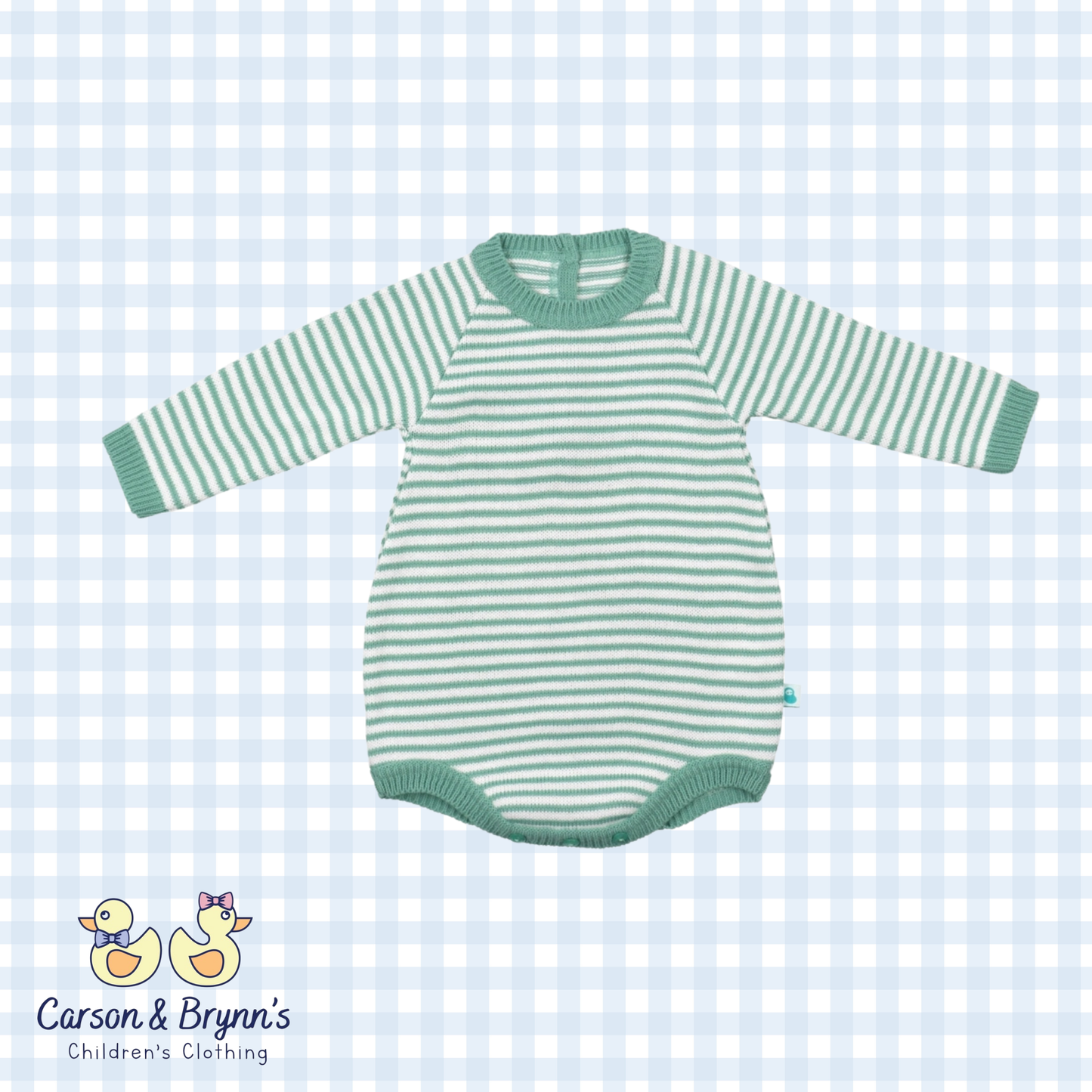 Cotton Striped Sweater- White and Green