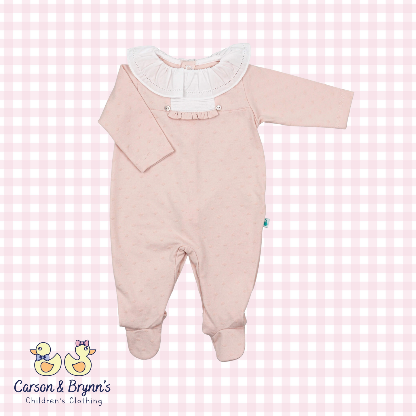 Pink Baby Romper with Ruffle Collar