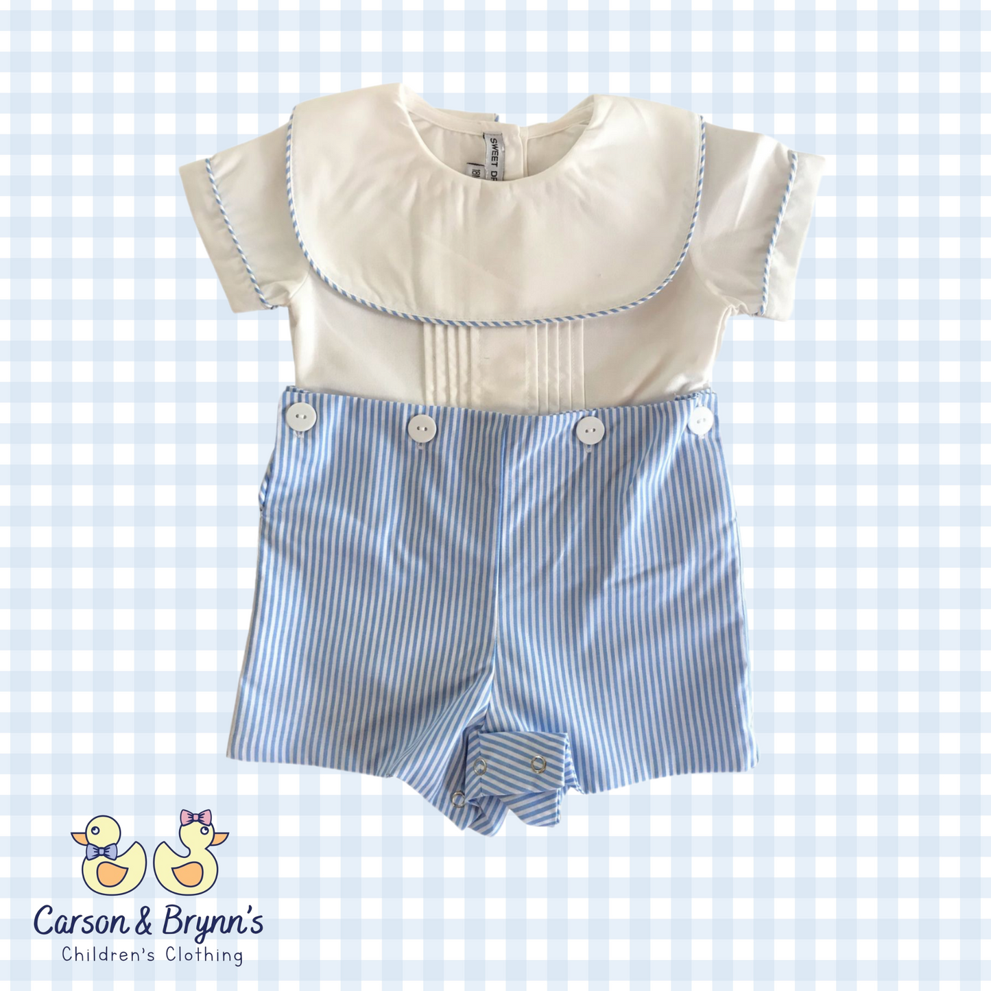 Sweet Dreams Boys Button On- Blue Stripe