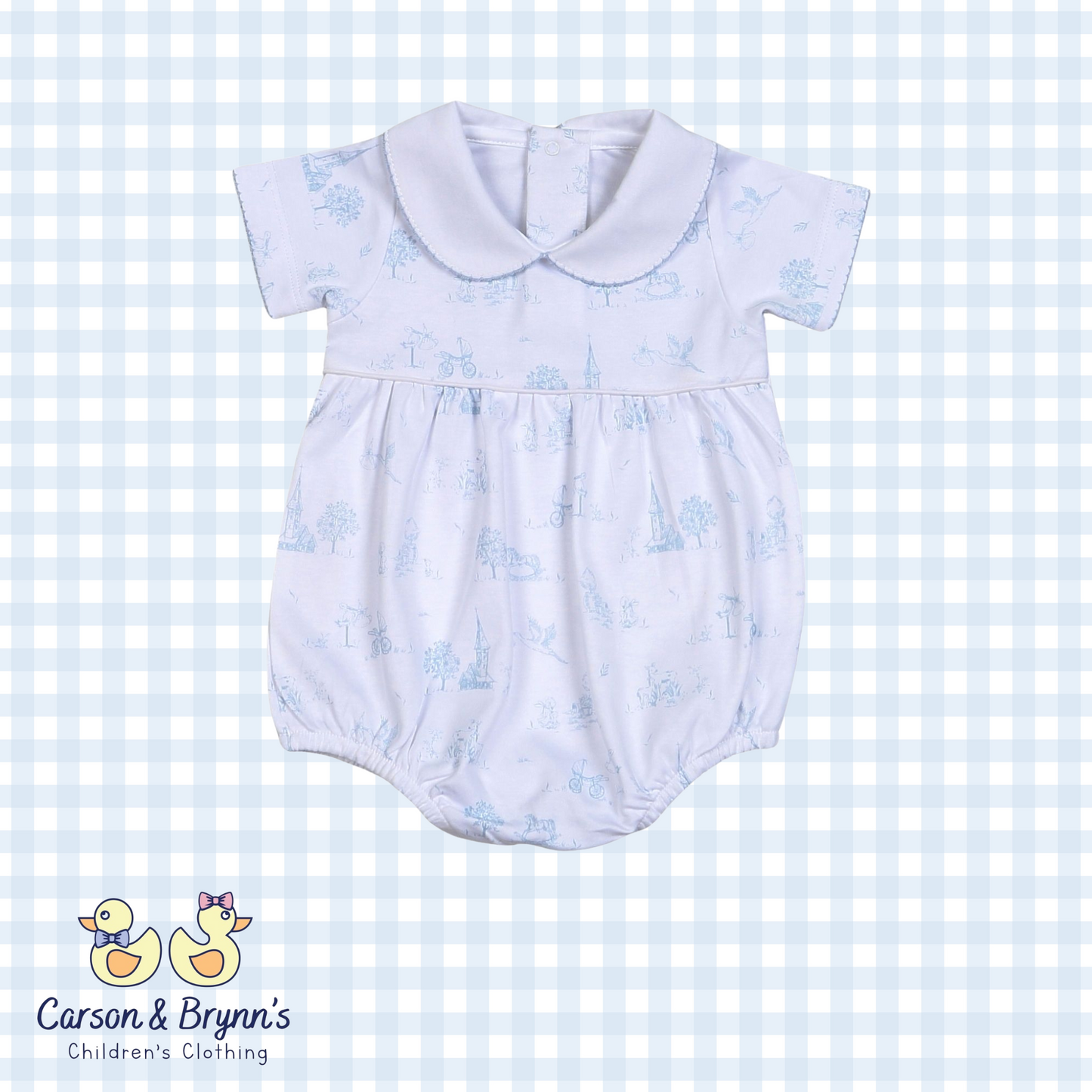 Baby Loren Baby Blue Toile Pima Bubble