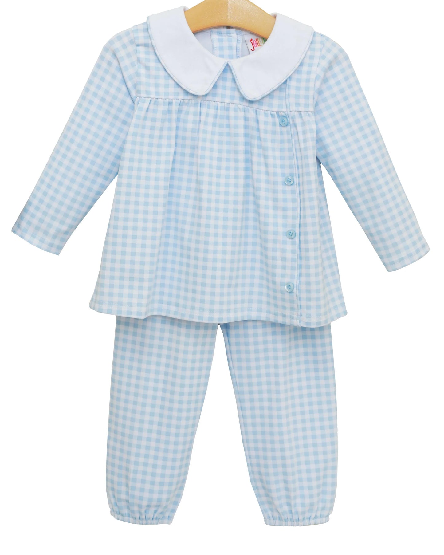 Liam Bloomer Pant Set- Light Blue Gingham