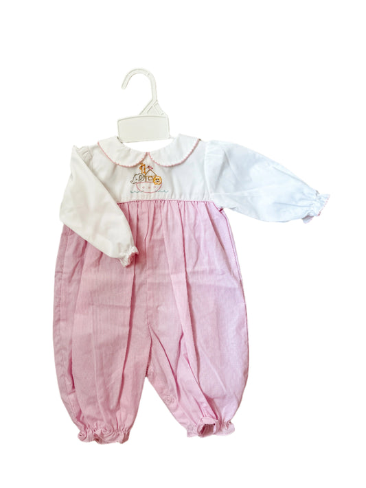 Petit Ami Noah's Ark Embroidered Longall- Pink