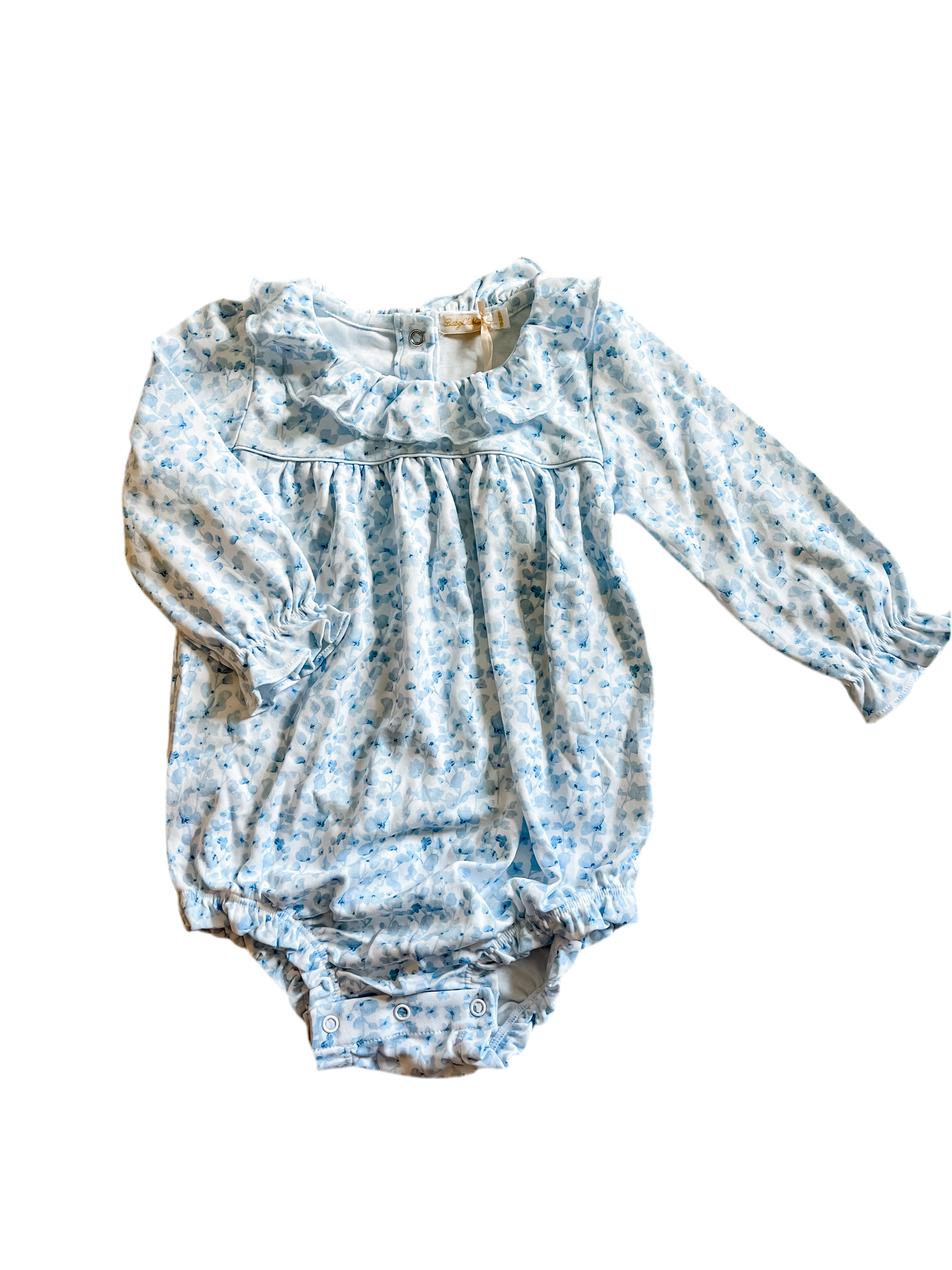 Baby Club Chic Ruffle Collared Bubble- Blue Begonias