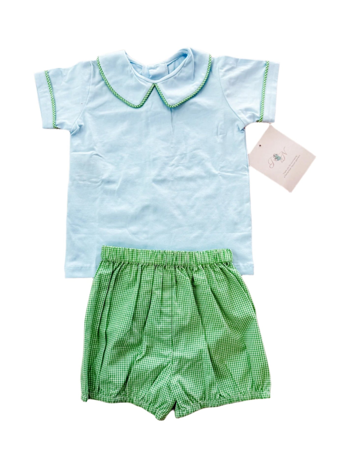 Baby Sen Blue and Green Short Set