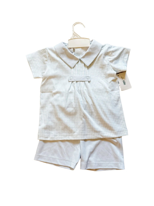 Baby Loren Pima Short Set- Blue Check