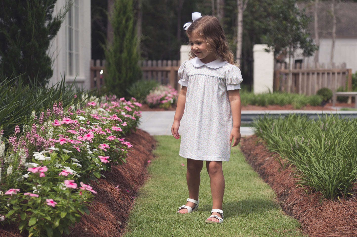 Lullaby Set Special Moments Dress - Fairhope Floral, Bluffton Blue