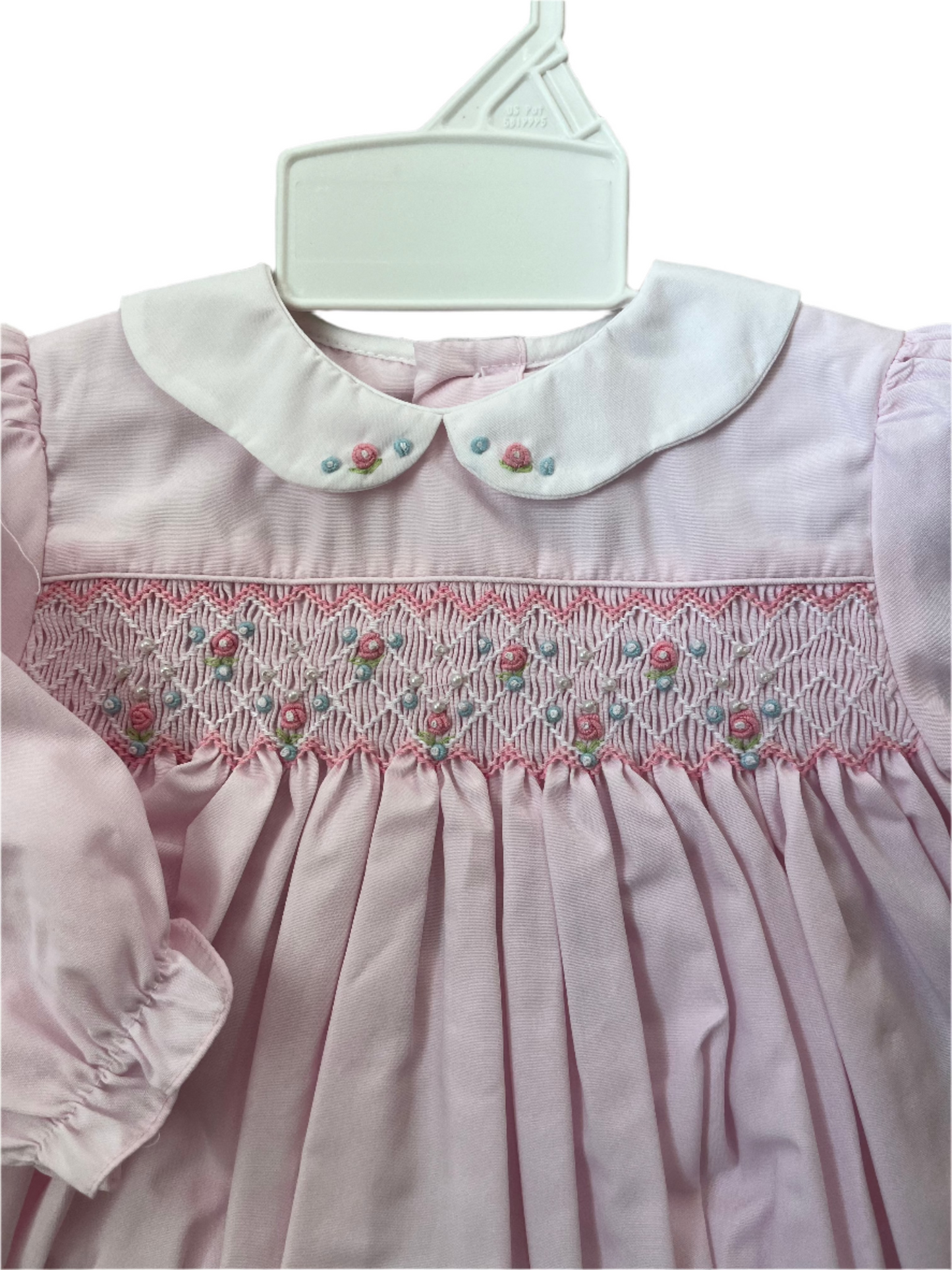 Petit Ami Long Sleeve Smocked Dress with Pearls