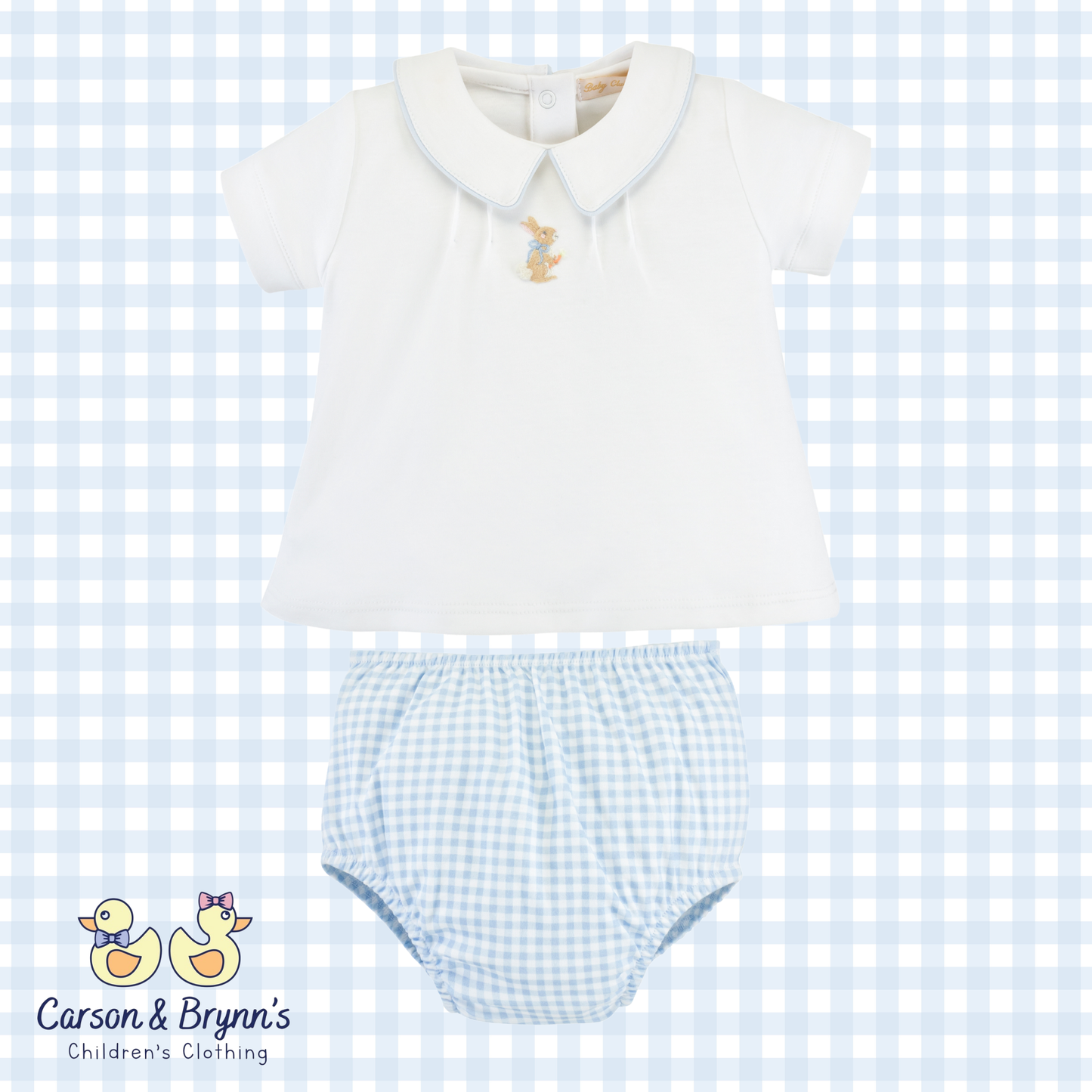 Baby Club Chic Embroidered Diaper Set- Bunny