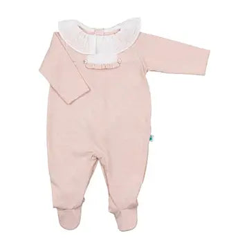 Pink Baby Romper with Ruffle Collar