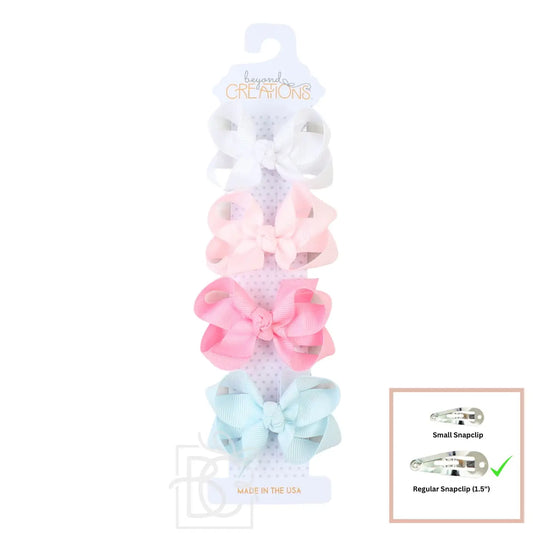 Beyond Creations 3 inch Bows on Snap Clips- 4 Pack