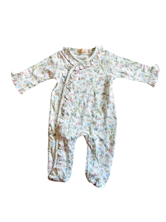 Baby Club Chic Ruffled Zip Footie- Prairie Beauty