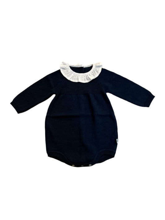 Cotton Knit Sweater Bubble with Ruffle Collar- 2 Colors