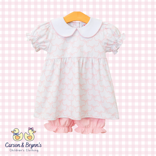 Pink Bow Trellis Charlotte Bloomer Set