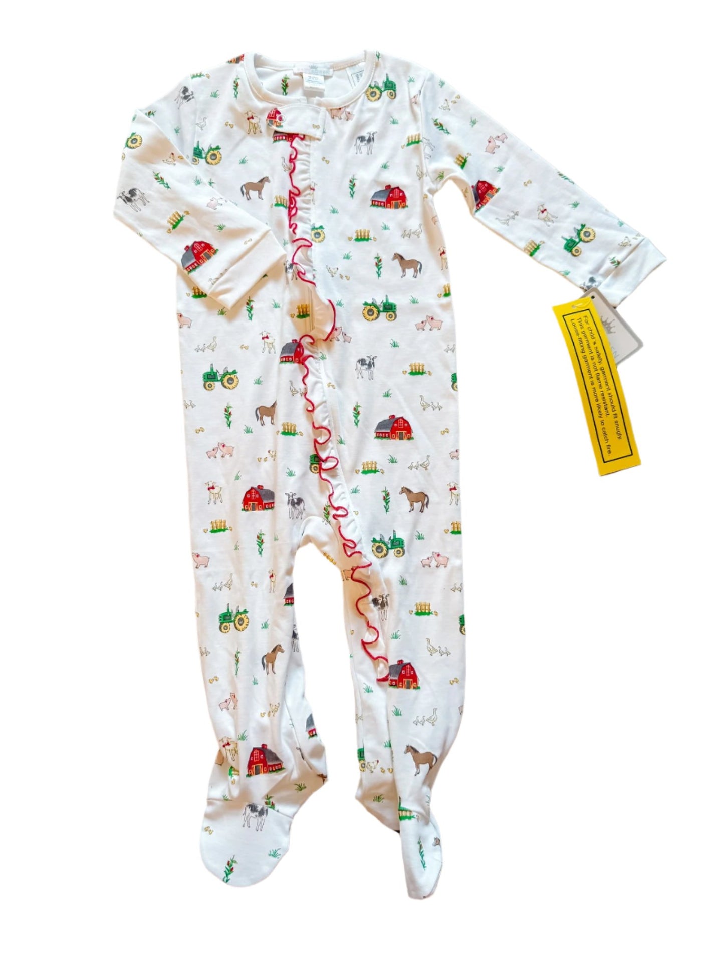 Baby Loren Farm Ruffled Zipper Footie