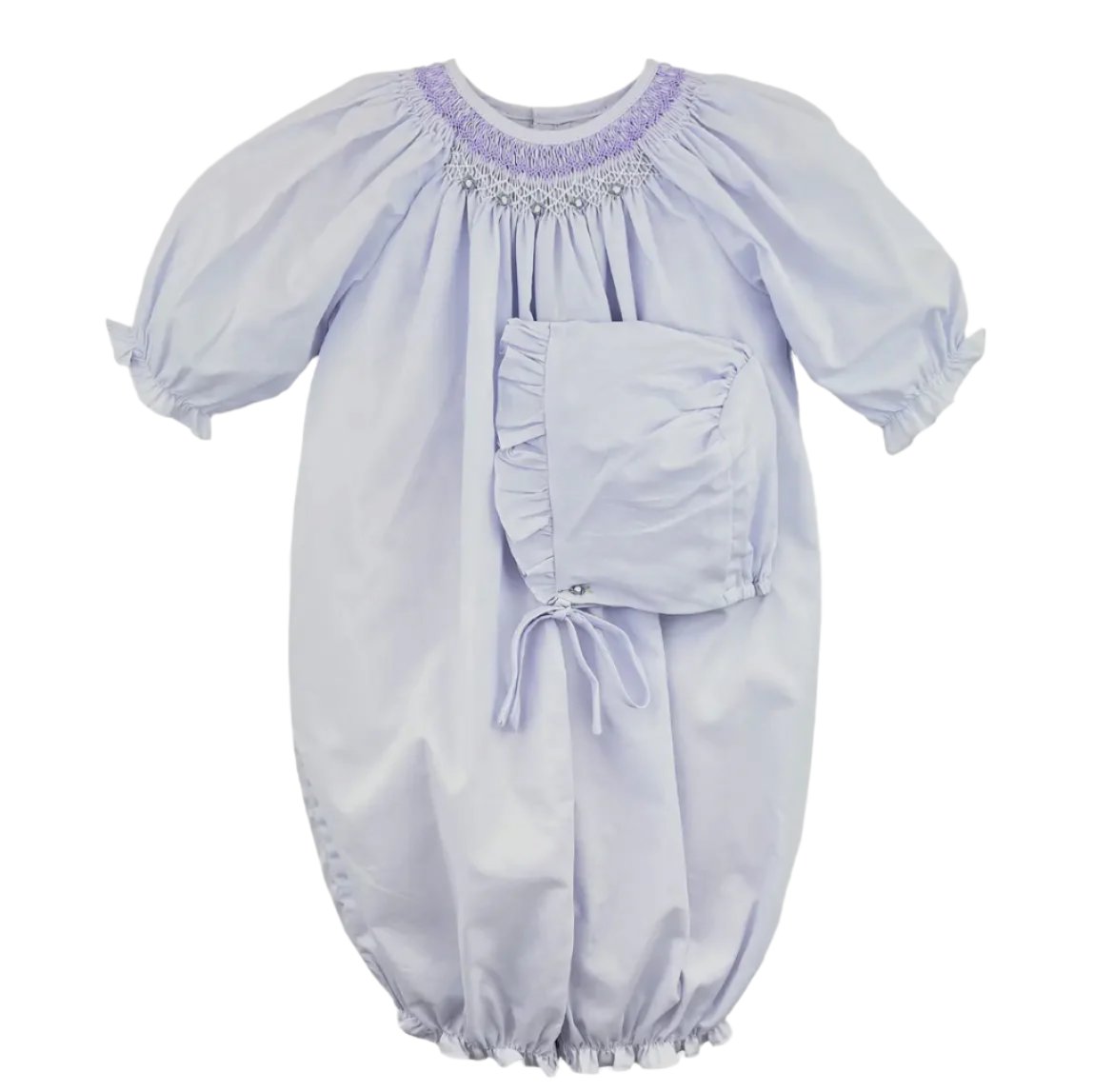 Petit Ami Heirloom Smocked Convertible Gown and Bonnet