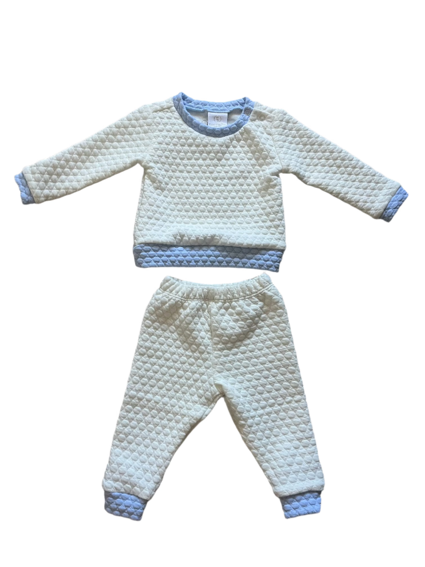 Lullaby Set Quilted Sweatsuit- White and Blue