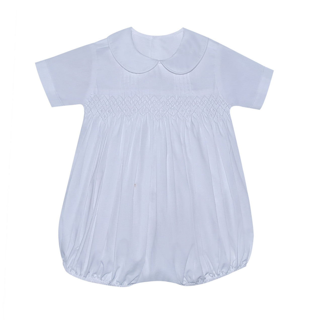 Baby Sen Finely Boy Bubble- All White Smocked