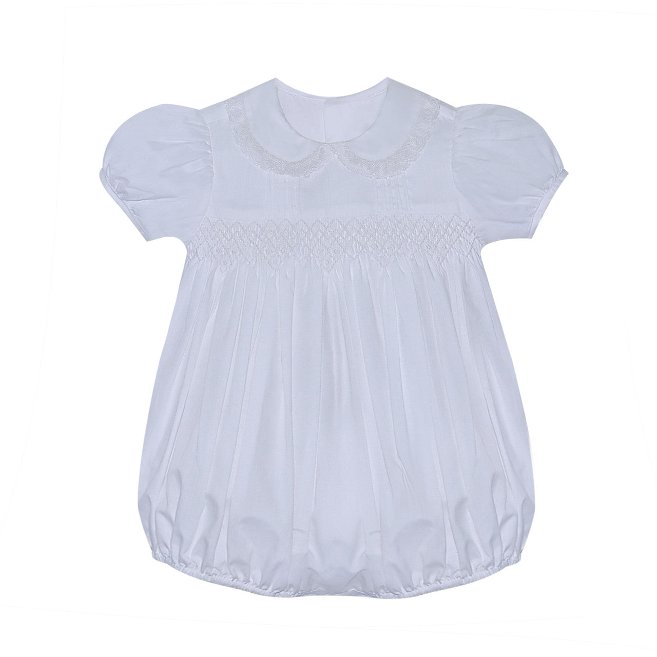 Baby Sen Finley Girl Bubble- All White Smocked