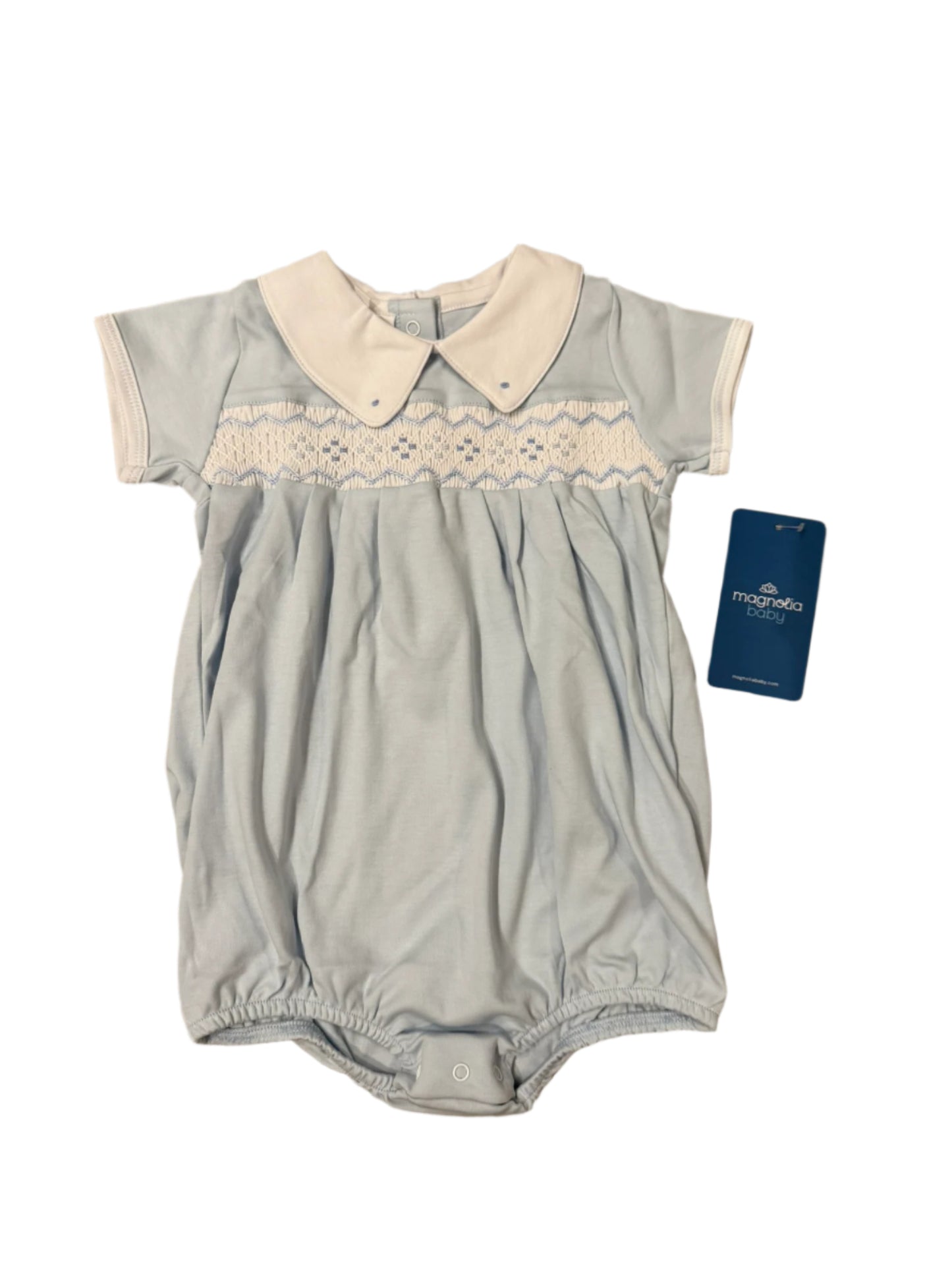 Magnolia Baby Ethan and Emily Smocked Bubble Blue