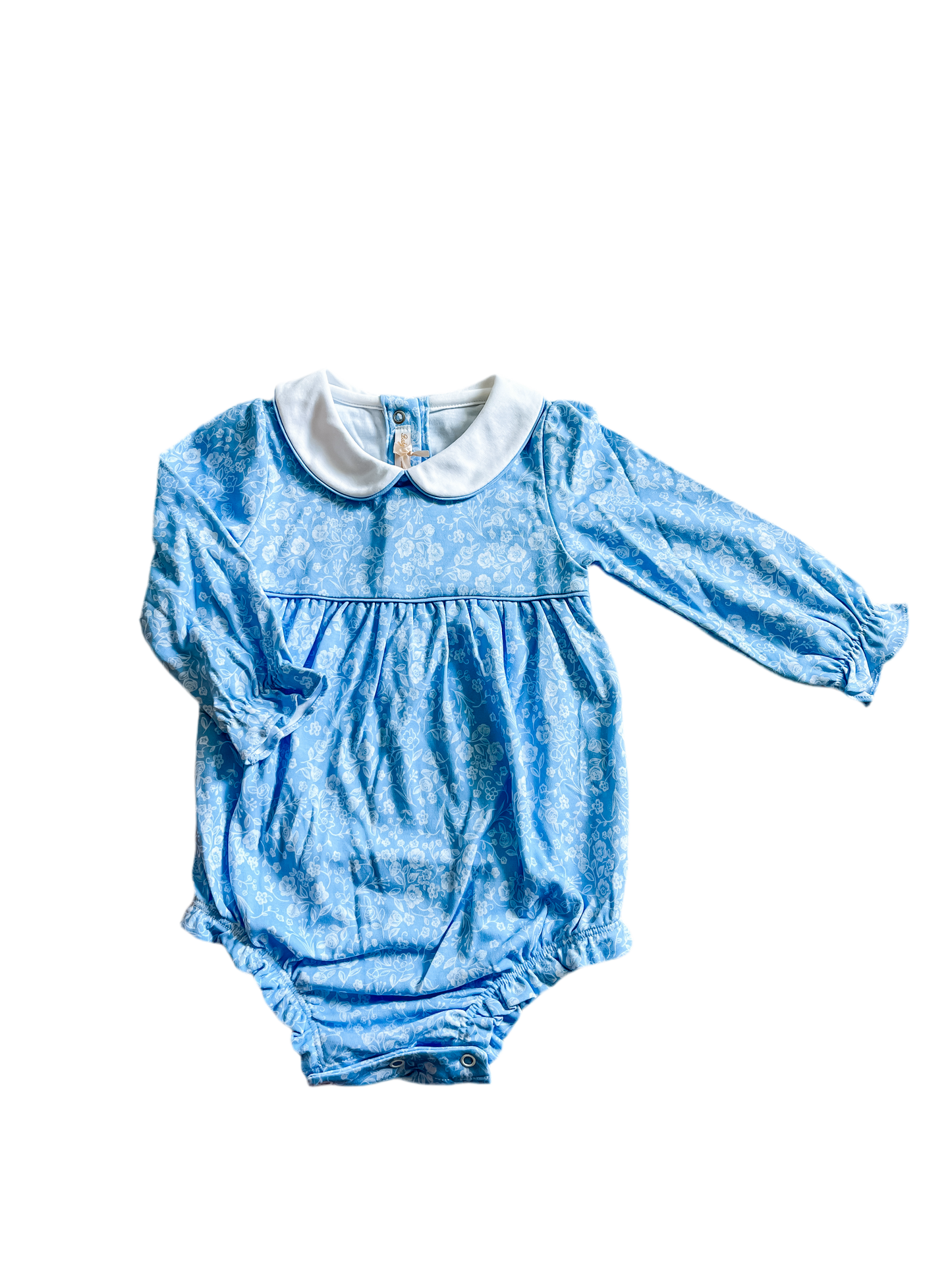 Baby Club Chic Peter Pan Collared Bubble- Blue Little Flowers