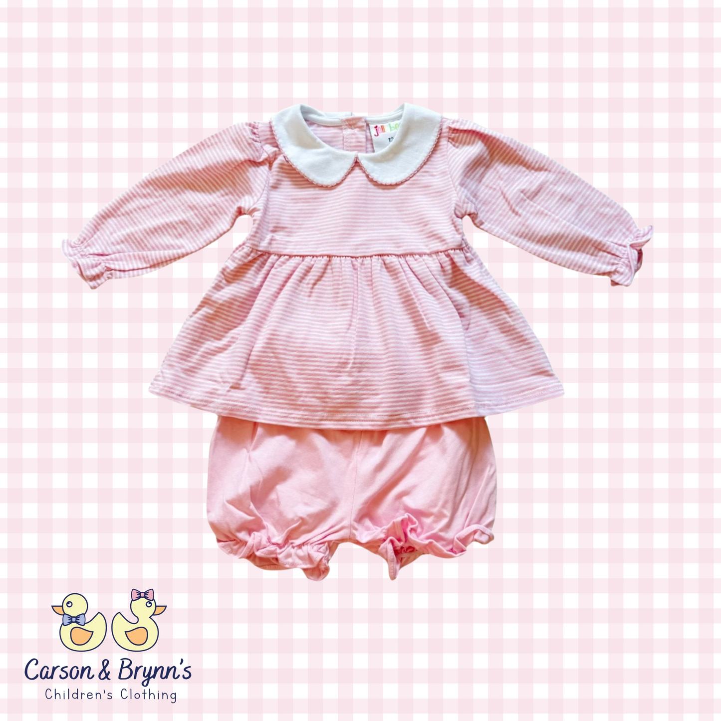 Charlotte Long Sleeve Bloomer Set- Light Pink