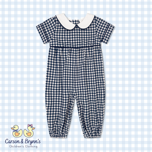 Lullaby Set Rover Romper- Blue Ridge Check