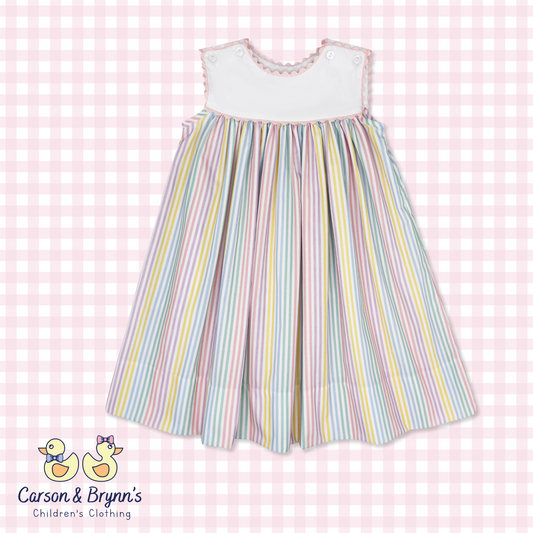 Lullaby Set Charming Dress - Petunia Pinstripe