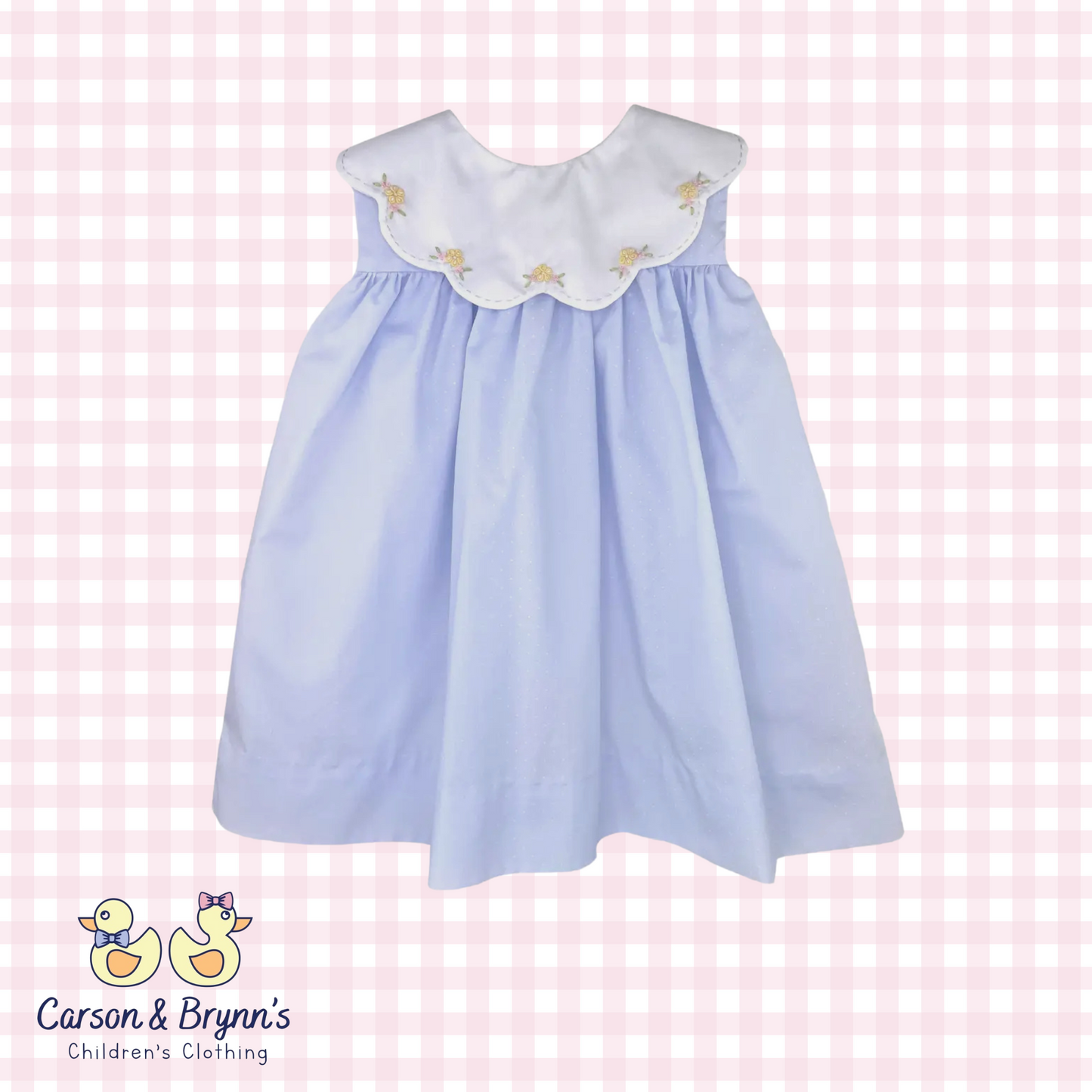 Petit Ami Blue Scalloped Collar Dress
