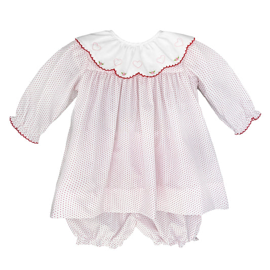 Petit Ami Heart Dress with Ruffle Collar