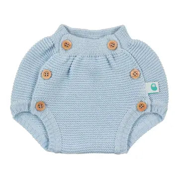 Cotton Knit Diaper Cover and Hat- Blue