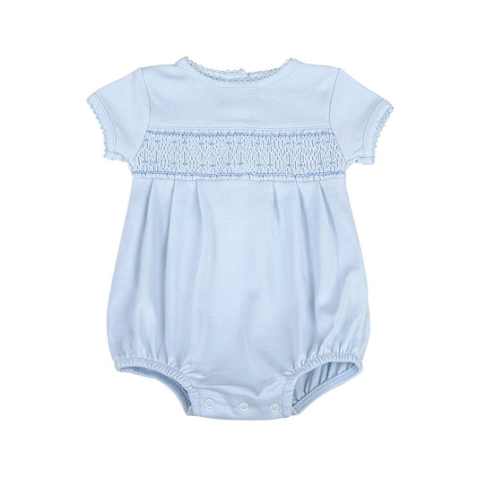 Magnolia Baby - Baby Blue Smocked Short Sleeve Bubble