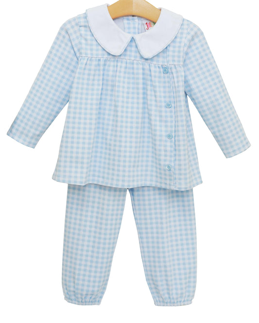 Liam Bloomer Pant Set- Light Blue Gingham