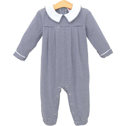 Henry Romper- Navy Stripe