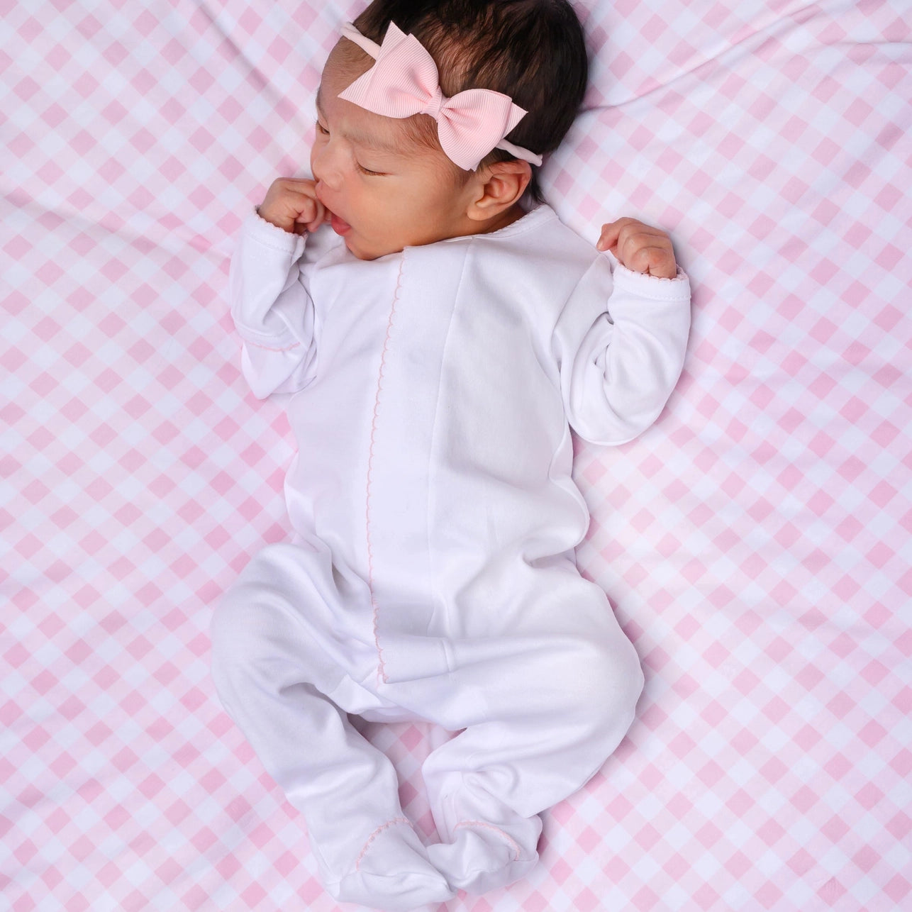 Magnolia Baby Essentials Pink Trim Footie